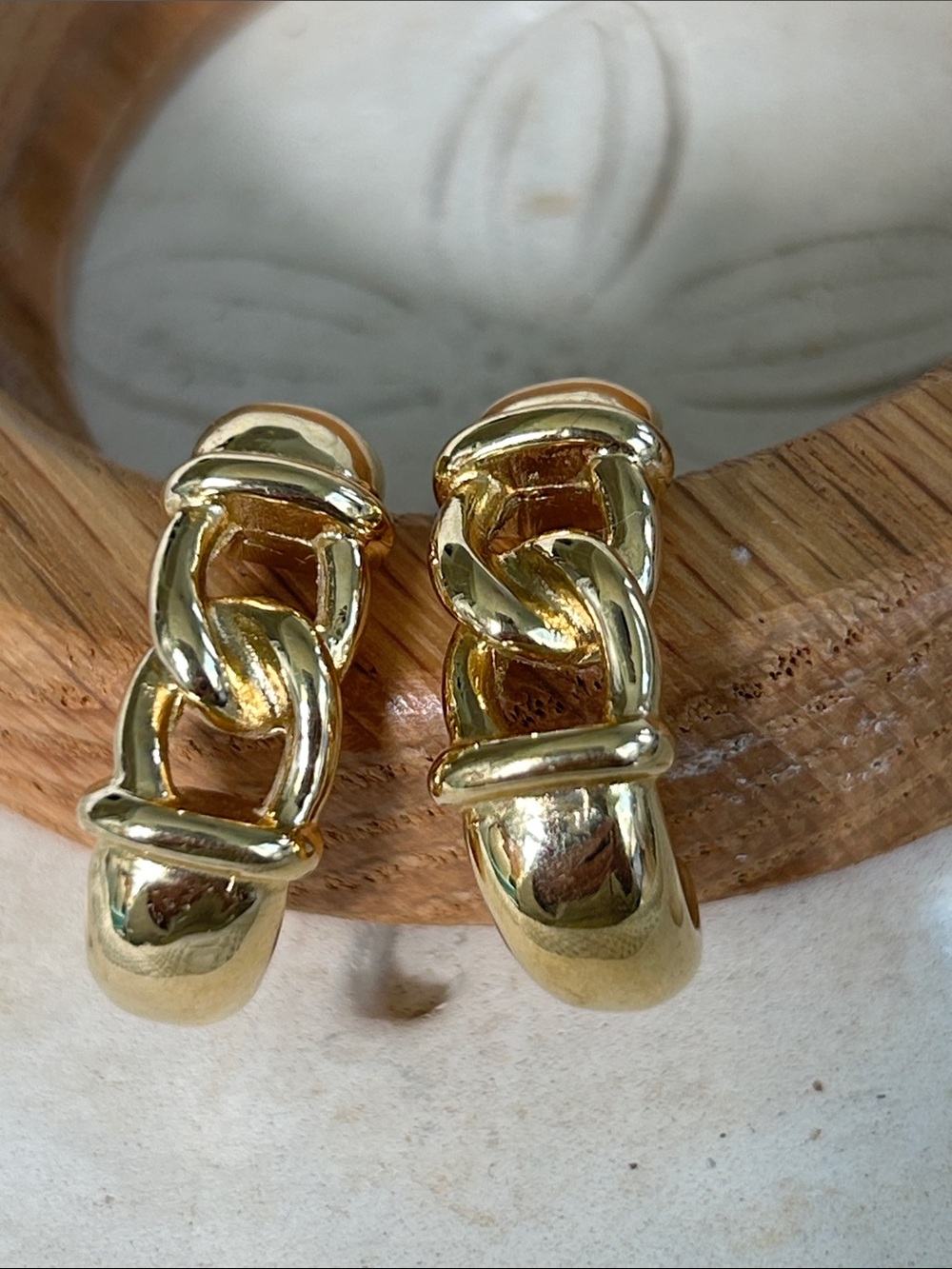 Givenchy Gold Equestrian Chain Hoop Earrings (E8)